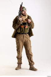 Whole Body Weapons-Rifle Man Pose with machine rifle White Army Athletic Bearded Studio photo references